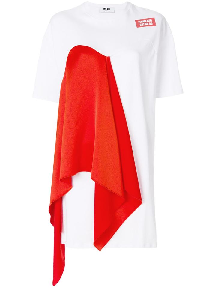 Msgm Scarf Detail T-shirt Dress - White