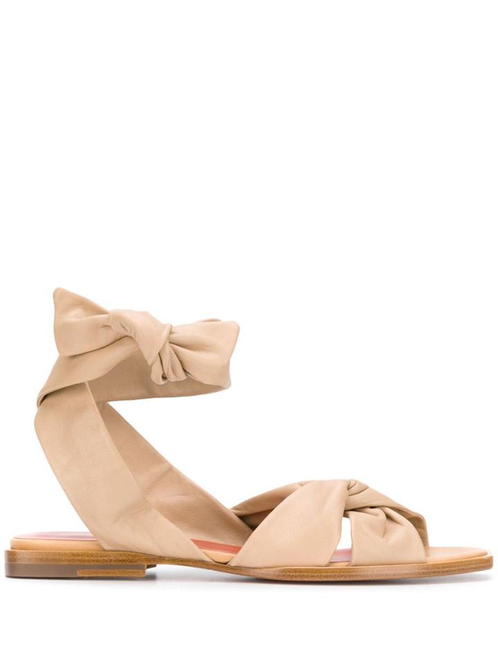 Santoni Knot Detail Flat Sandals - Neutrals