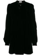 Saint Laurent Velvet Lavaliere Short Dress - Black