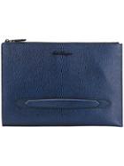 Salvatore Ferragamo Textured Leather Clutch Bag - Blue