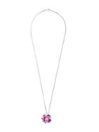 Chanel Vintage Cc Logo Clover Pendant Necklace, Women's, Pink/purple