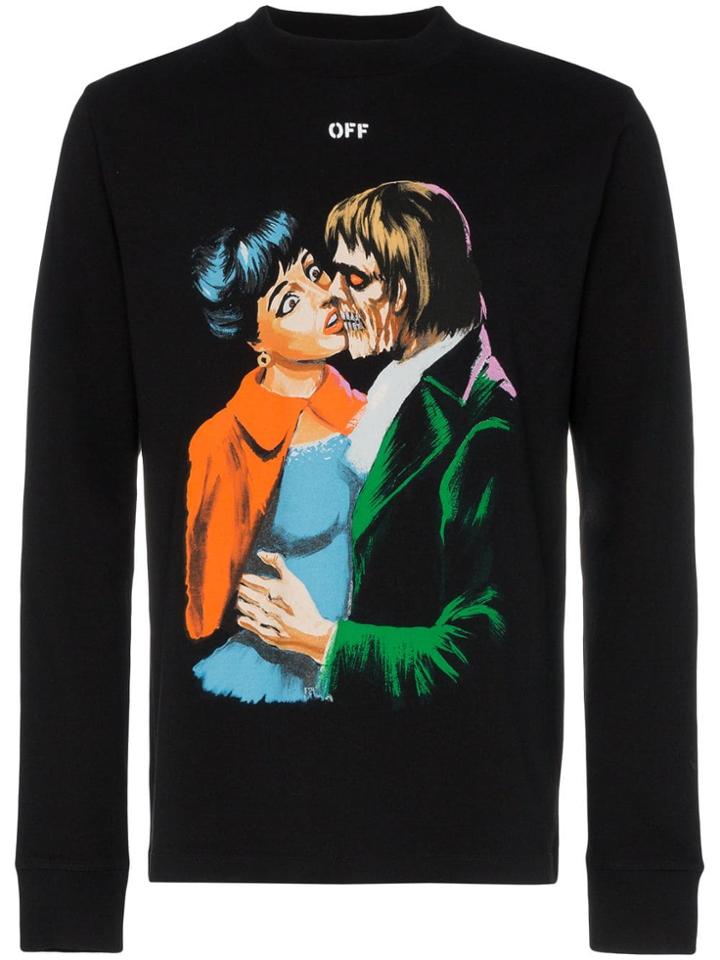 Off-white Kiss Graphic Print Cotton Jumper - Black
