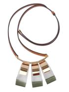 Marni Geometric Necklace, Women's, Brown, Leather/plastic/brass