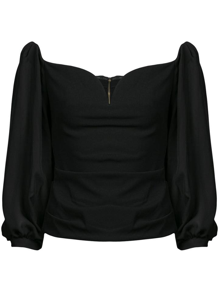 Nicole Miller Sweetheart Neck Blouse - Black