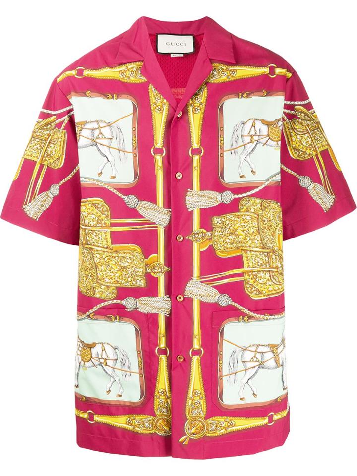 Gucci Archival Horse Print Bowling Shirt - Purple