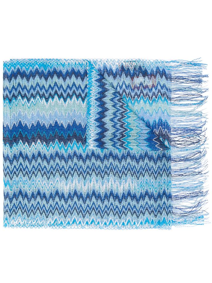 Missoni - Zig Zag Crochet Knit Scarf - Women - Viscose - One Size, Women's, Blue, Viscose