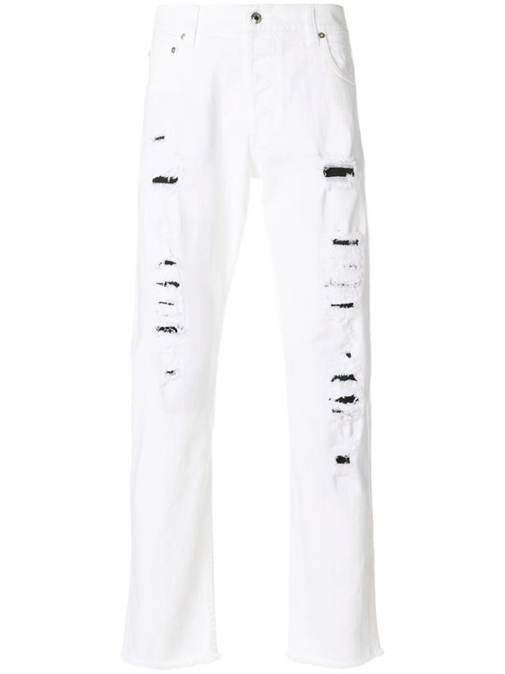 Alexander Mcqueen Distressed Denim Jeans - White