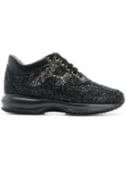 Hogan Glitter Lace-up Sneakers - Black
