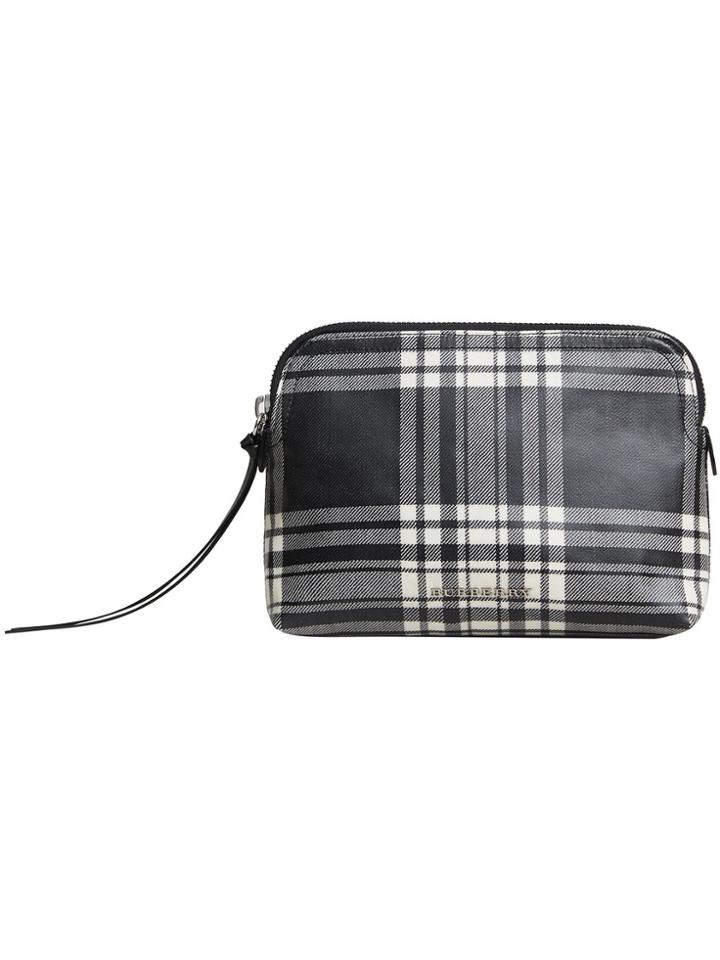 Burberry Large Laminated Tartan And Check Pouch - Black
