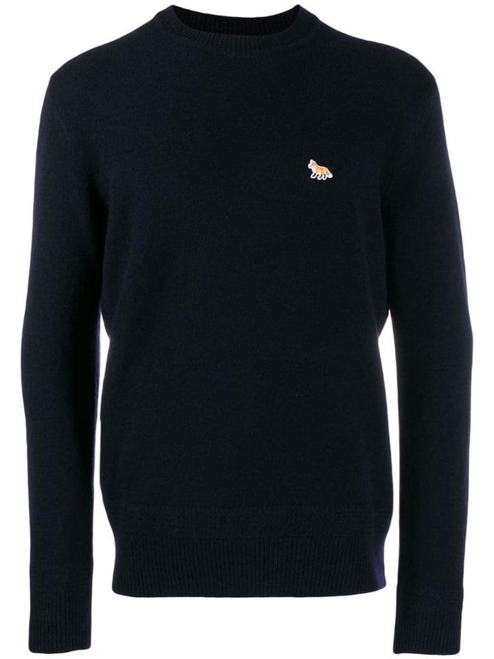 Maison Kitsuné Logo Embroidered Sweater - Blue