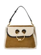 Jw Anderson Medium Shearling Pierce Shoulder Bag - Brown