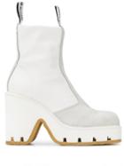 Mm6 Maison Margiela Textured High-heel Ankle Boots - White