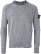 Stone Island Arm Patch Pullover, Men's, Size: Large, Grey, Cotton/polyamide