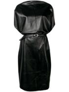 Mm6 Maison Margiela Leather Cape Dress - Black