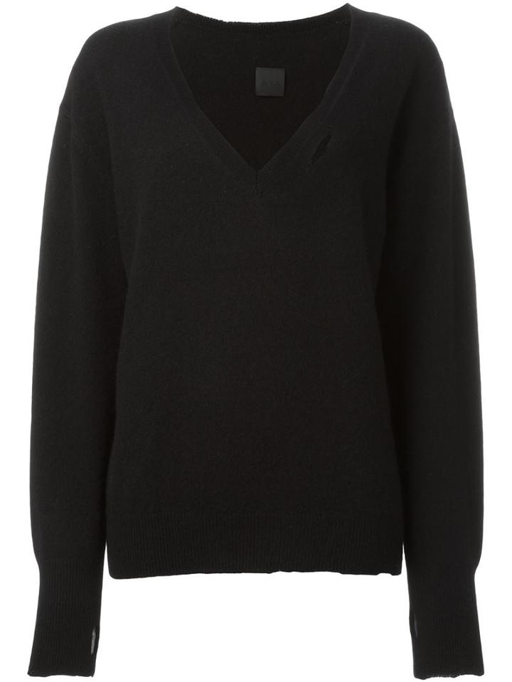 Rta Distressed V-neck Sweater