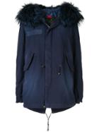 Mr & Mrs Italy Fur-trim Hooded Parka Coat - Blue
