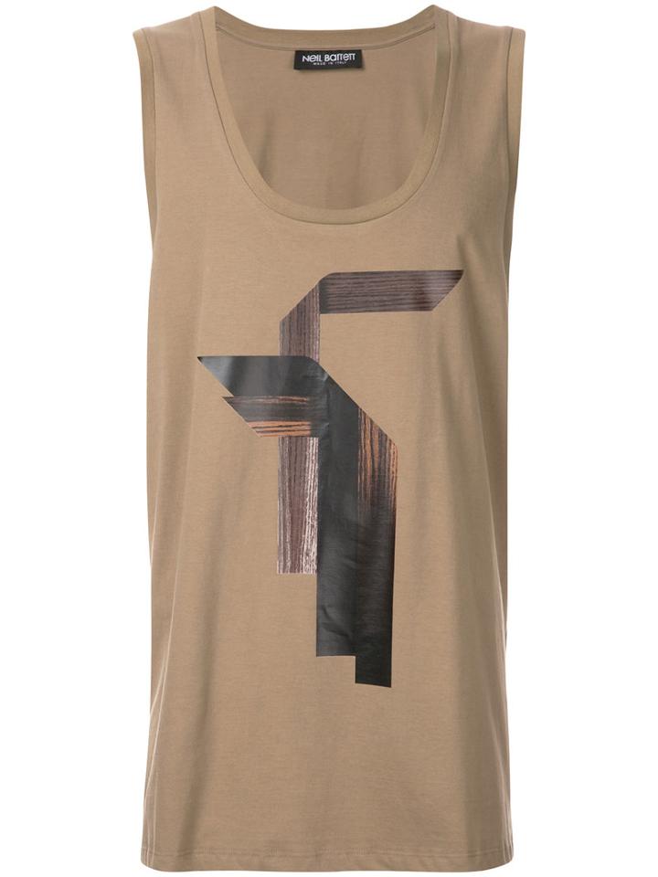 Neil Barrett - Graphic Print Tank Top - Men - Cotton - Xl, Brown, Cotton