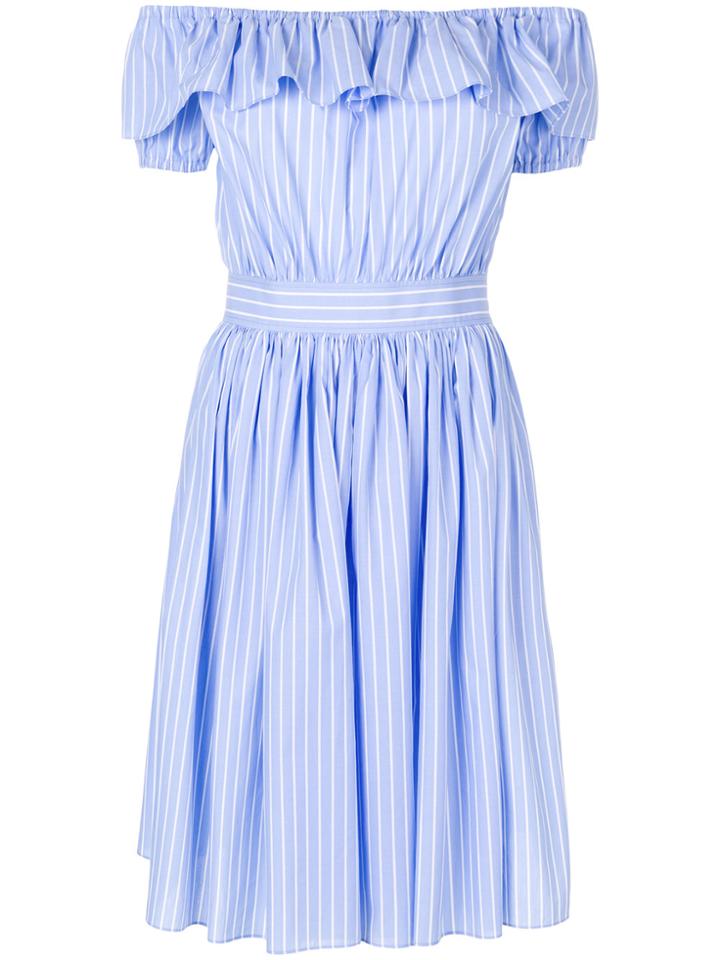 Miu Miu Frilled Bardot Dress - Blue