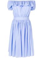 Miu Miu Frilled Bardot Dress - Blue