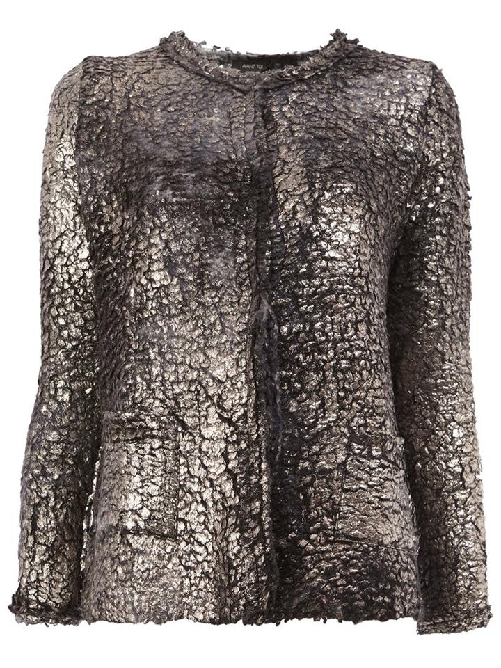 Avant Toi Metallic (grey) Cardigan, Women's, Size: Medium, Silk/cashmere
