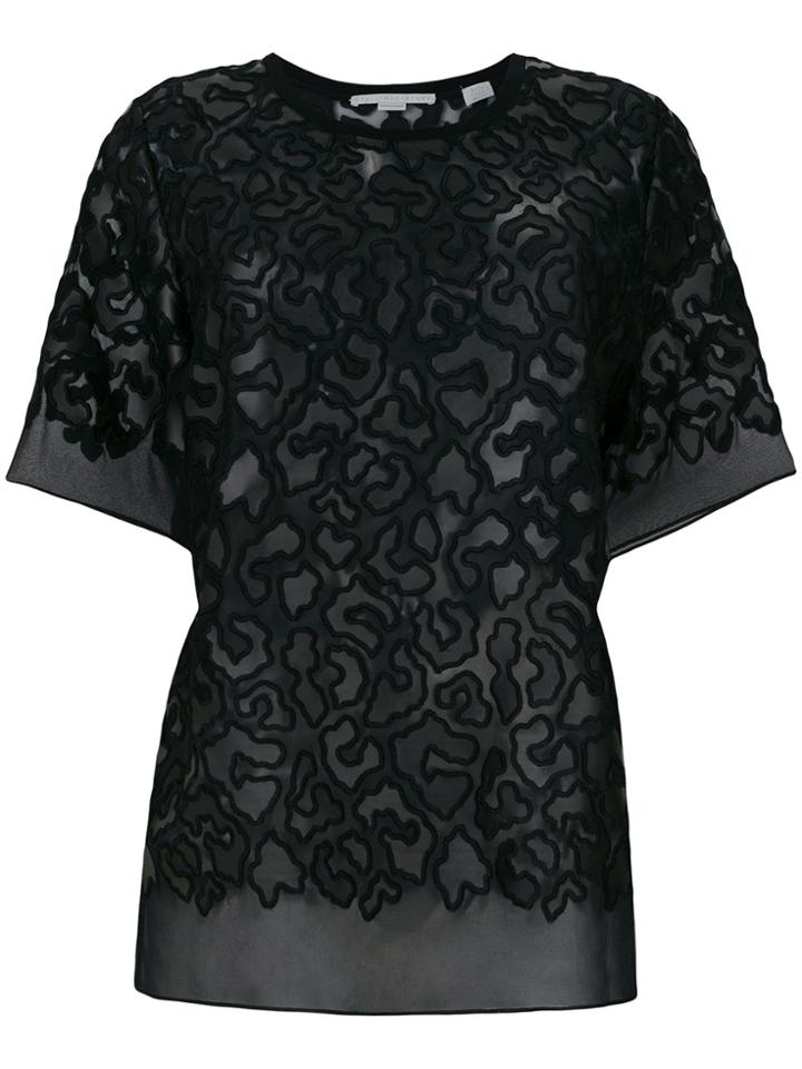 Stella Mccartney Sheer Leopard Print Patch T-shirt - Black