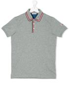 Moncler Kids Striped Trim Polo Shirt - Grey