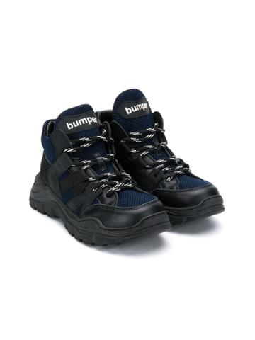 Bumper Teen Calfskin And Mesh Panelled Sneakers - Black