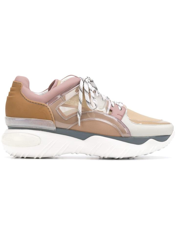 Fendi Contrast Low-top Sneakers - Neutrals