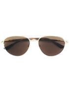 Gucci Eyewear Round Aviator Polarised Sunglasses - Metallic