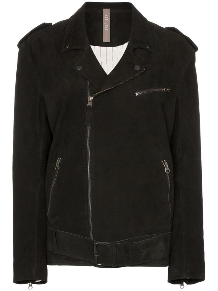 Lot Lthr Belted Biker Jacket - Black