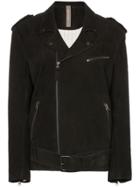 Lot Lthr Belted Biker Jacket - Black