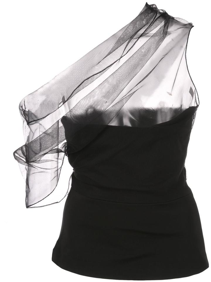 Cushnie One Shoulder Drape Blouse - Black
