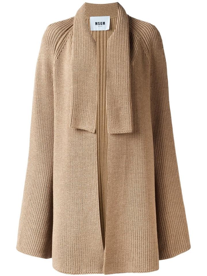 Msgm Knitted Cape, Women's, Size: Medium, Brown, Virgin Wool