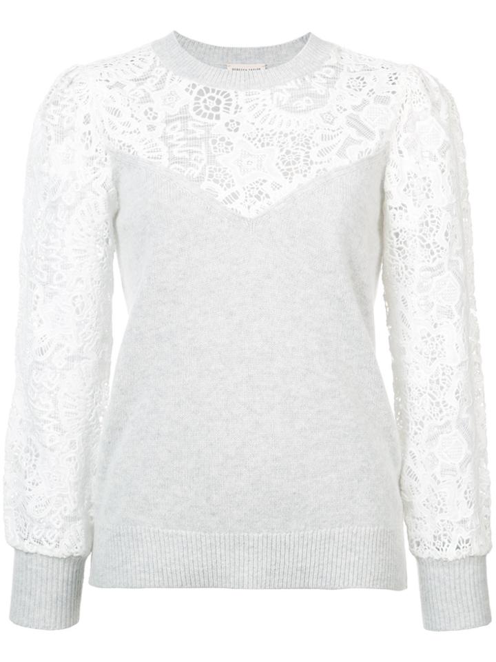 Rebecca Taylor Lace-embroidered Sweater - Grey