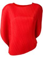 Pleats Please By Issey Miyake Shift Pleated Blouse, Women's, Size: 5, Red, Polyester