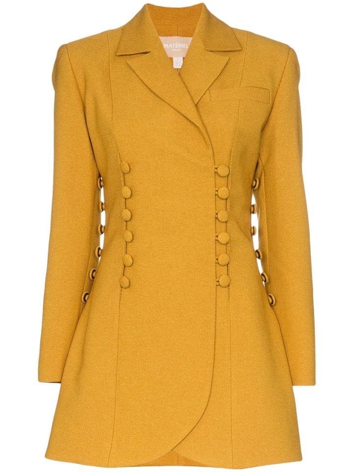 Matériel Buttoned Long-line Blazer - Yellow