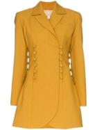 Matériel Buttoned Long-line Blazer - Yellow
