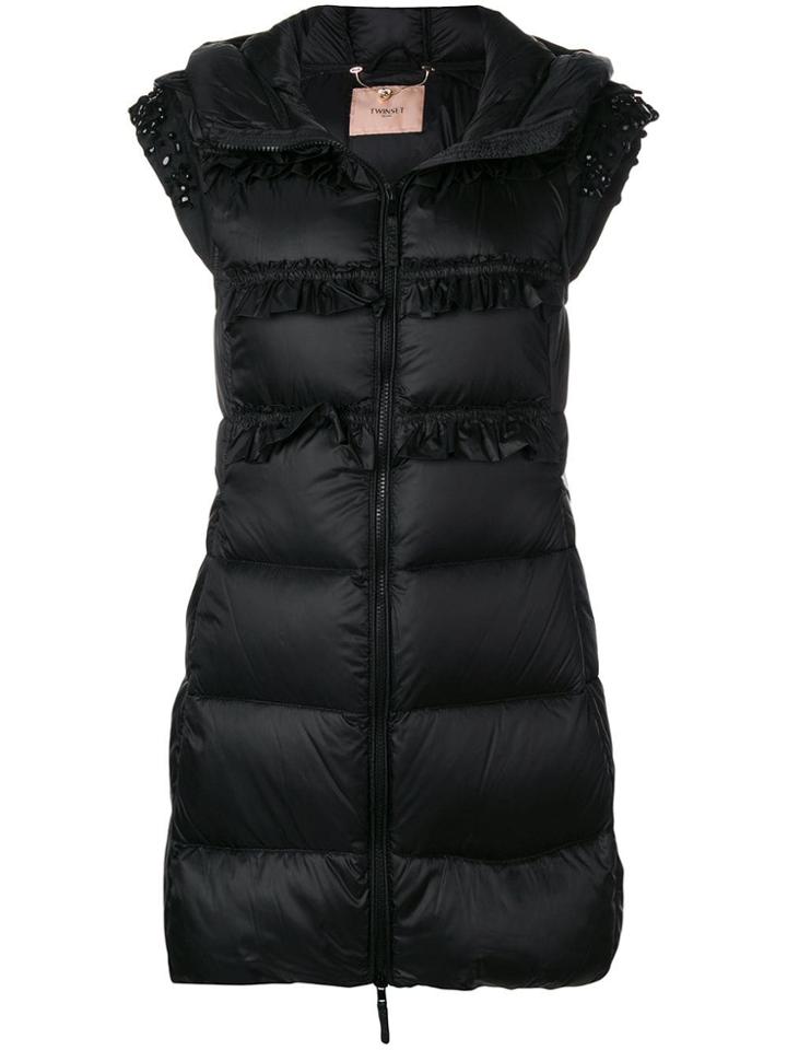 Twin-set Ruffled Embellished Gilet - Black