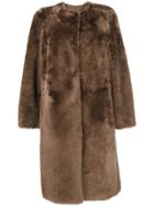 Desa 1972 Collarless Midi Coat - Brown