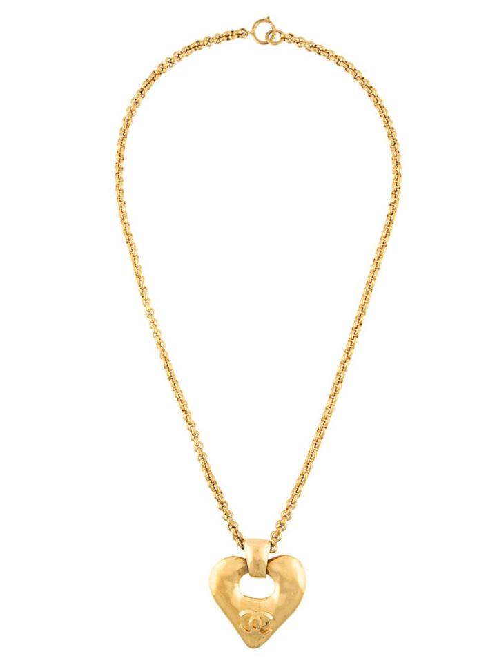 Chanel Vintage Heart Pendant Necklace, Women's, Metallic