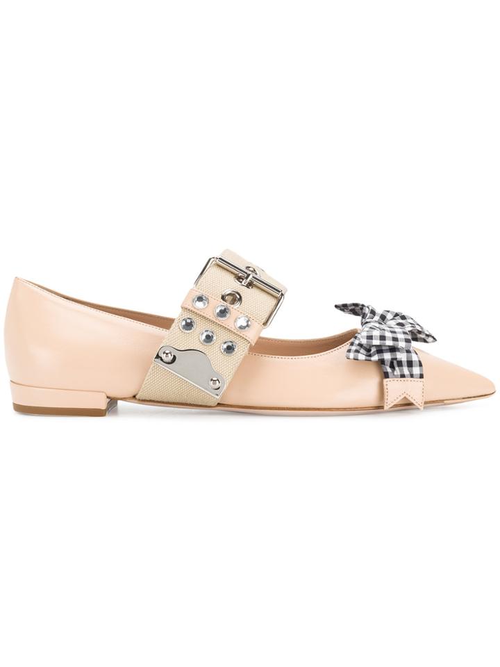 Miu Miu Pointed Toe Ballerinas - Pink & Purple
