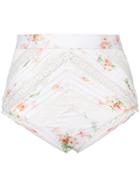 Zimmermann Floral Print High Waist Bikini Bottoms - White