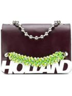 House Of Holland Branded Top Handle Bag - Brown