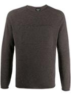 Giorgio Armani Cashmere Signature Logo Jumper - Brown