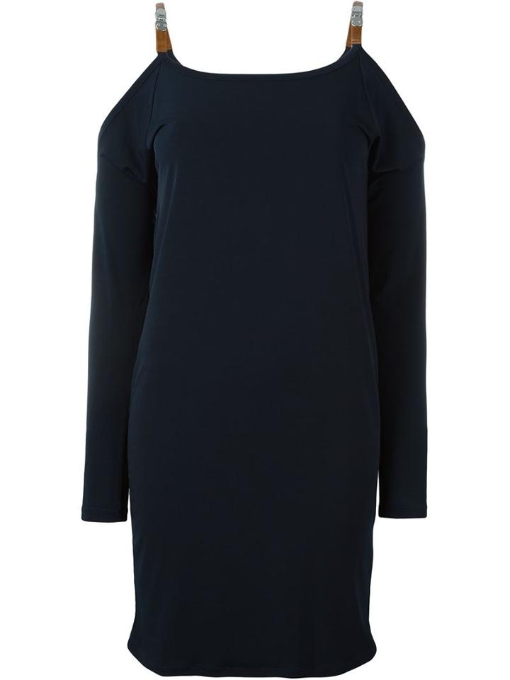 Michael Michael Kors Off Shoulder Buckle Detail Fitted Dress