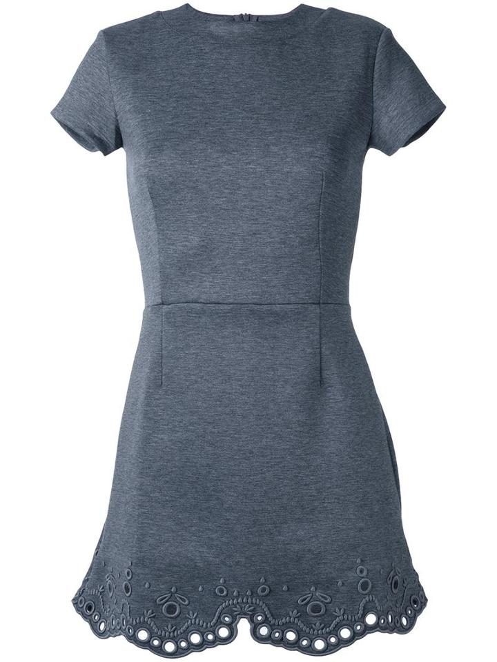 Carven - Eyelet Hem Dress - Women - Polyester/spandex/elastane/viscose - L, Grey, Polyester/spandex/elastane/viscose