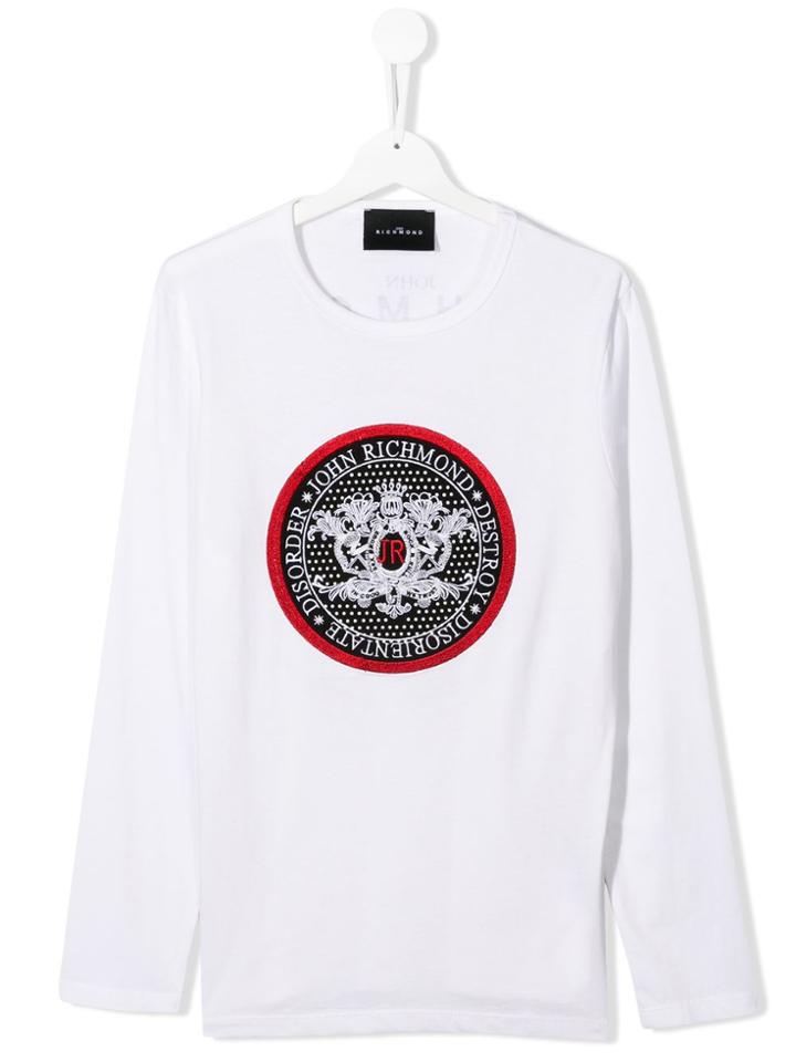 John Richmond Junior Embroidered Patch Long-sleeve Top - White