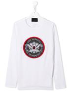 John Richmond Junior Embroidered Patch Long-sleeve Top - White