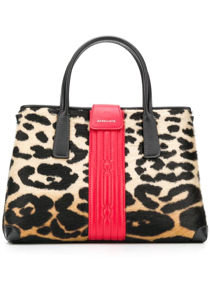 Zanellato Leopard Print Small Tote Bag - Black