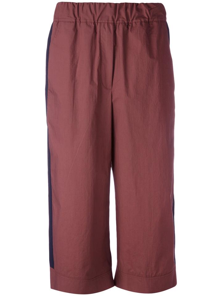 Odeeh Flared Cropped Trousers, Women's, Size: 38, Red, Cotton